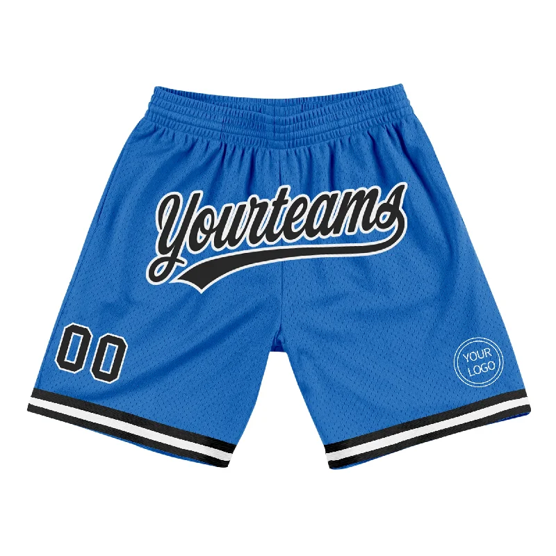 One Size Blue Black-White Authentic Throwback Basketball Shorts