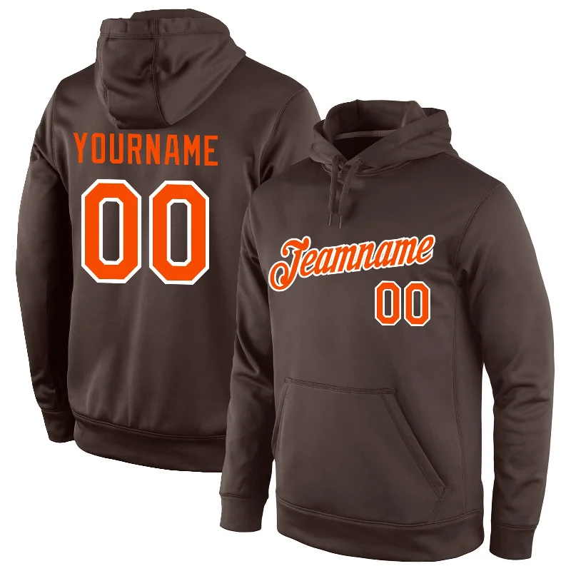 One Size Stitched Brown Orange-White Sports Pullover Sweatshirt Hoodie