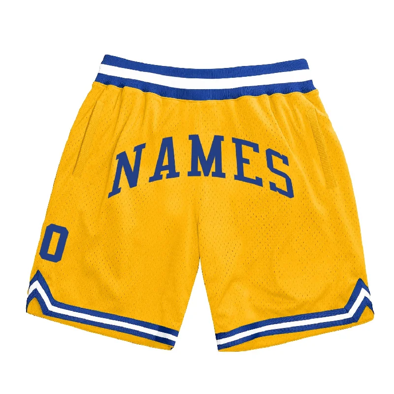 One Size Gold Royal-White Authentic Throwback Basketball Shorts