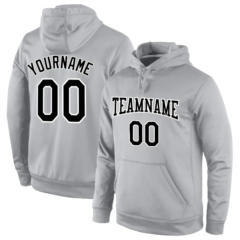 One Size Stitched Gray Black-White Sports Pullover Sweatshirt Hoodie