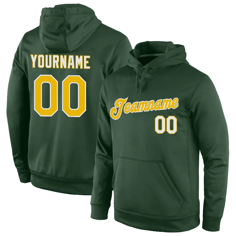 One Size Stitched Green Gold-White Sports Pullover Sweatshirt Hoodie