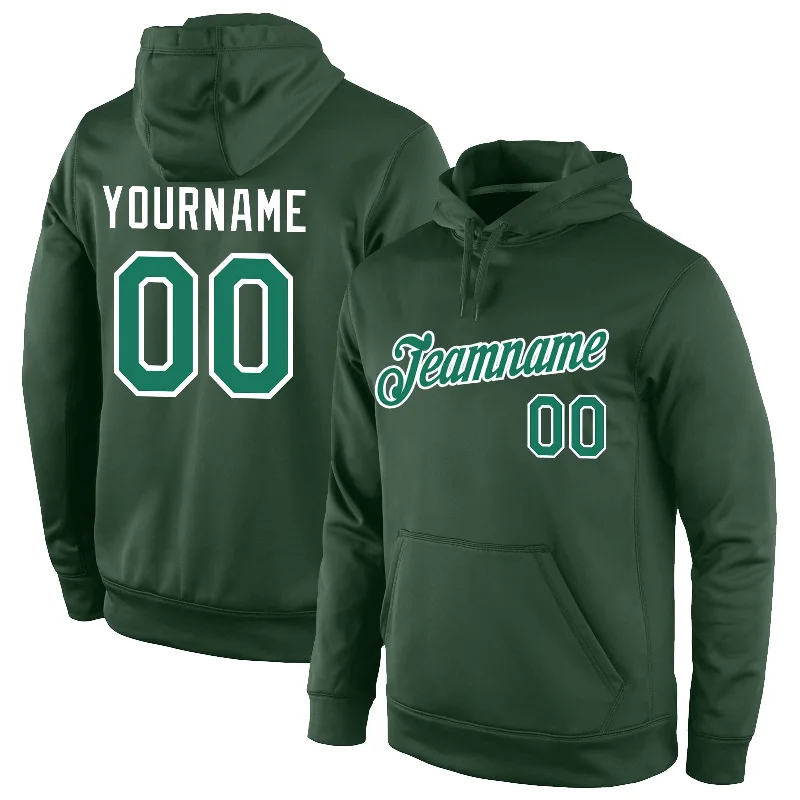 One Size Stitched Green Kelly Green-White Sports Pullover Sweatshirt Hoodie