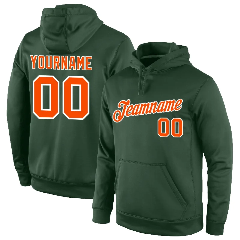 One Size Stitched Green Orange-White Sports Pullover Sweatshirt Hoodie