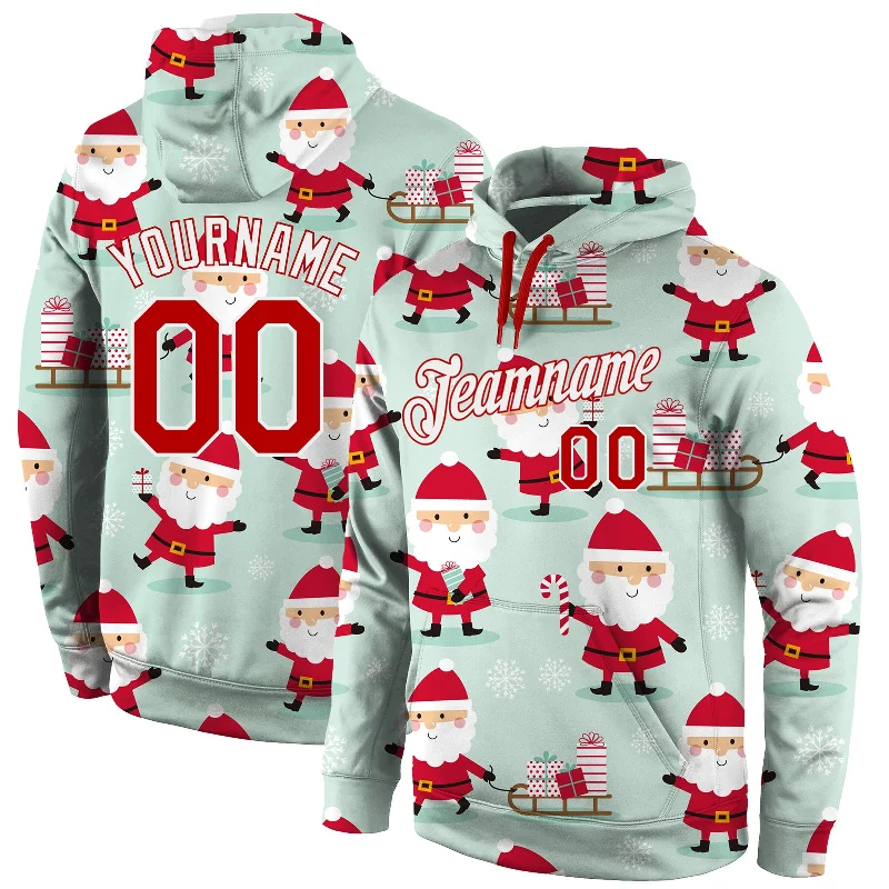 One Size Stitched Green Red-White Christmas 3D Sports Pullover Sweatshirt Hoodie