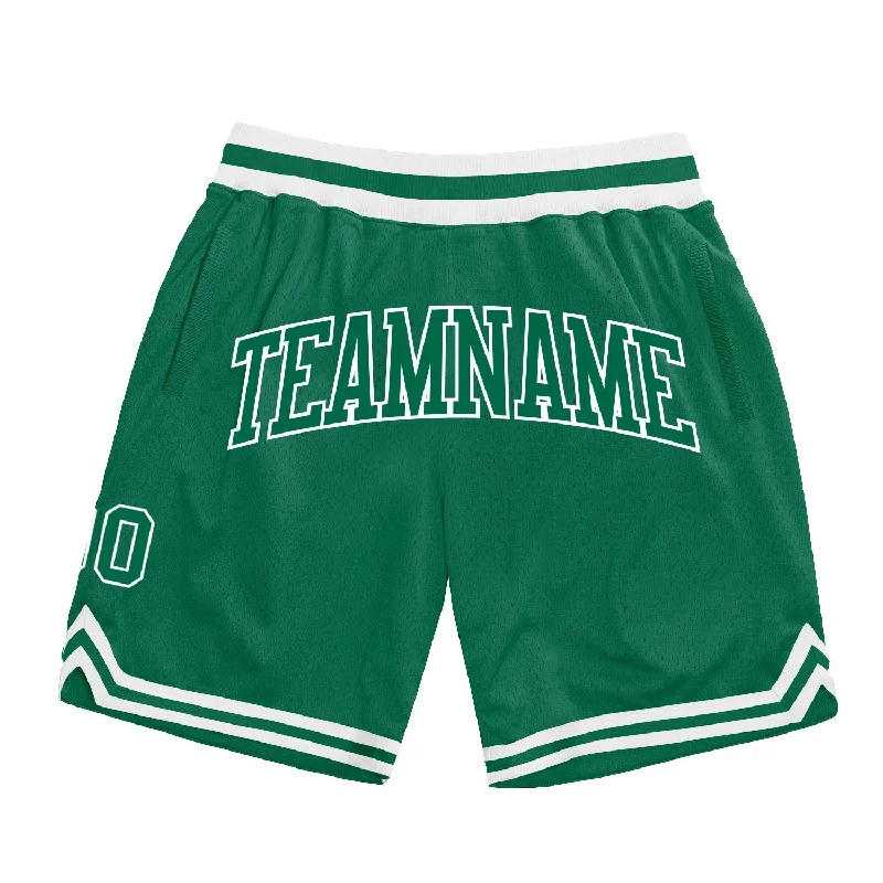 One Size Kelly Green Kelly Green-White Authentic Throwback Basketball Shorts