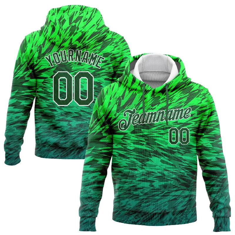 One Size Stitched Kelly Green Green-White 3D Pattern Design Gradient Abstract Sports Pullover Sweatshirt Hoodie