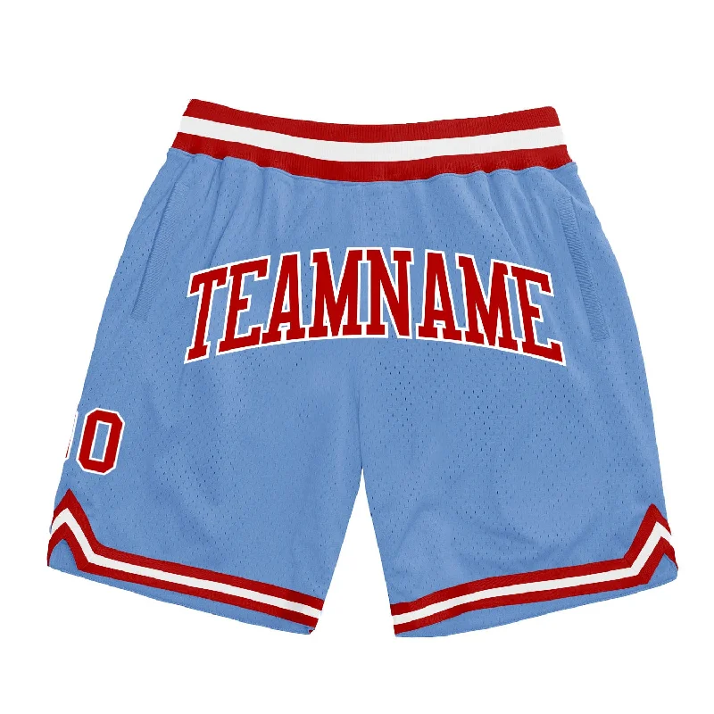 One Size Light Blue Red-White Authentic Throwback Basketball Shorts