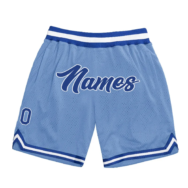 One Size Light Blue Royal-White Authentic Throwback Basketball Shorts