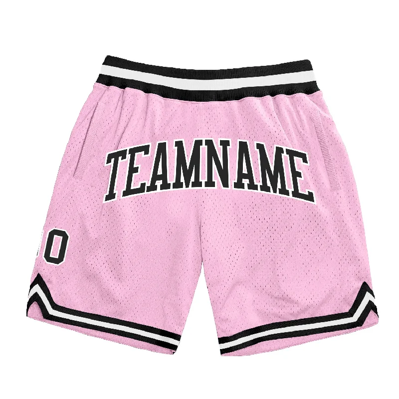 One Size Light Pink Black-White Authentic Throwback Basketball Shorts