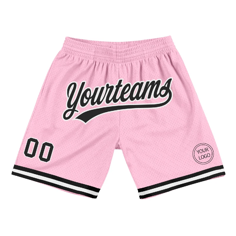 One Size Light Pink Black-White Authentic Throwback Basketball Shorts