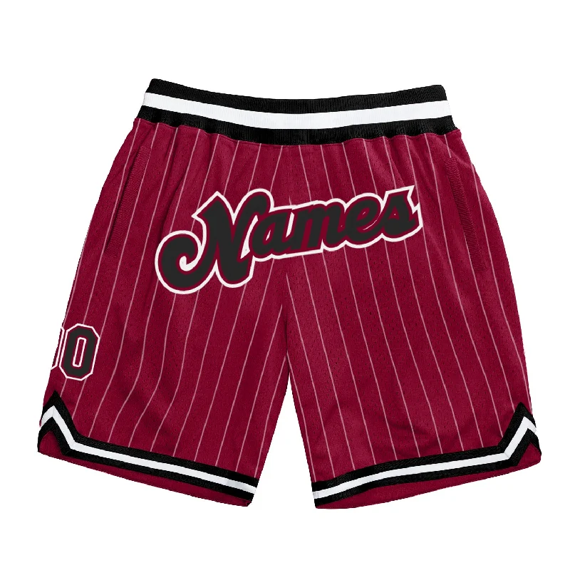 One Size Maroon White Pinstripe Black-White Authentic Basketball Shorts