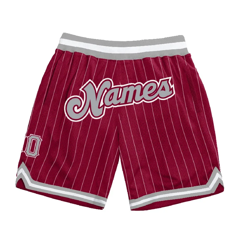 One Size Maroon White Pinstripe Gray-White Authentic Basketball Shorts