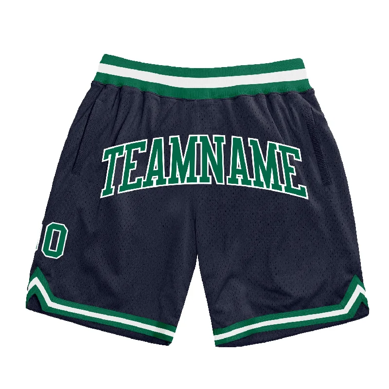 One Size Navy Kelly Green-White Authentic Throwback Basketball Shorts