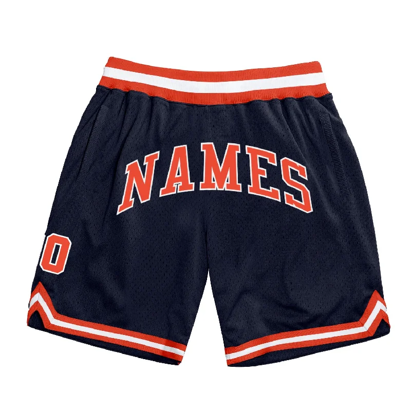 One Size Navy Orange-White Authentic Throwback Basketball Shorts