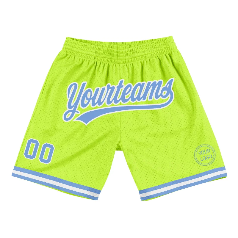 One Size Neon Green Light Blue-White Authentic Throwback Basketball Shorts