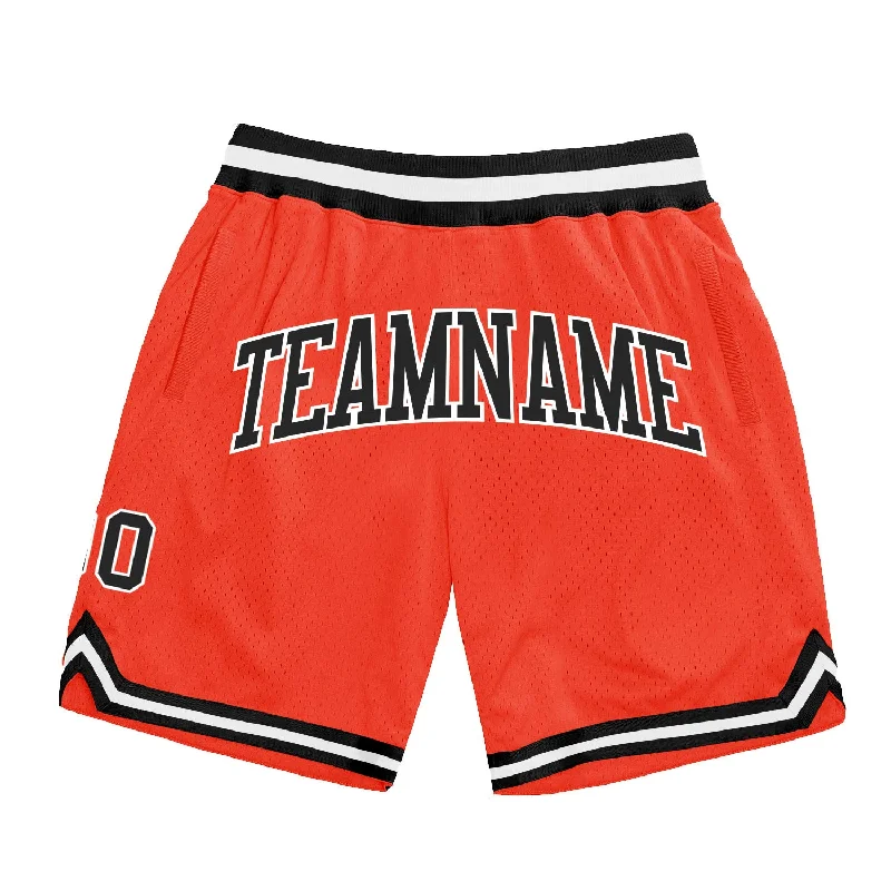 One Size Orange Black-White Authentic Throwback Basketball Shorts