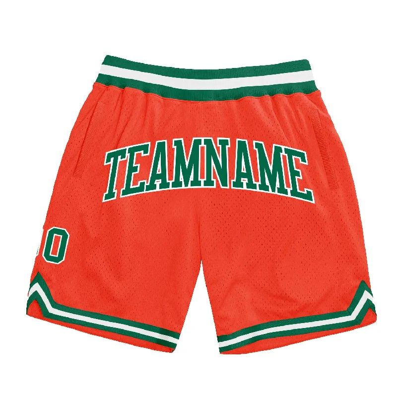 One Size Orange Kelly Green-White Authentic Throwback Basketball Shorts