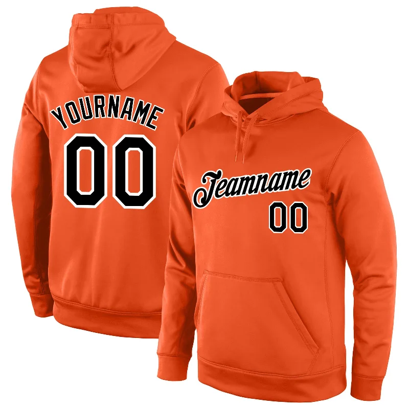 One Size Stitched Orange Black-White Sports Pullover Sweatshirt Hoodie