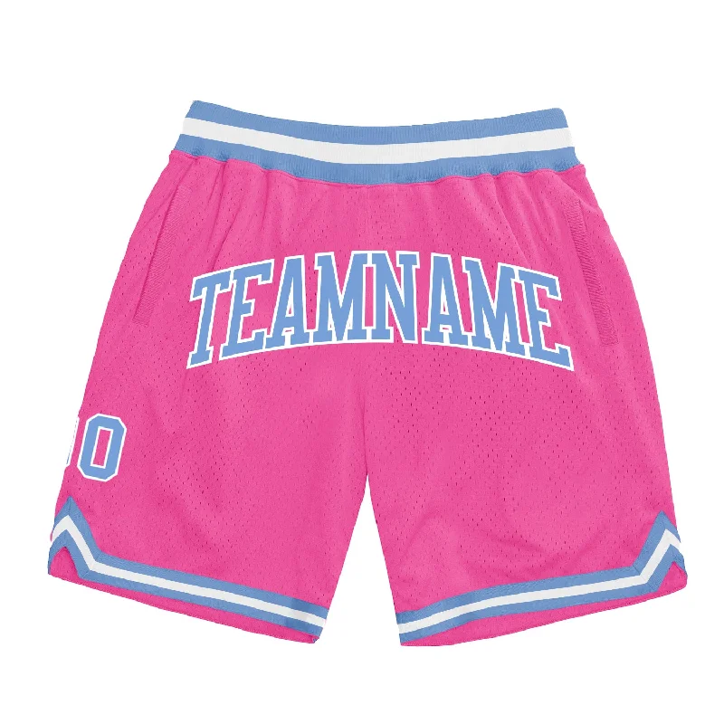 One Size Pink Light Blue-White Authentic Throwback Basketball Shorts