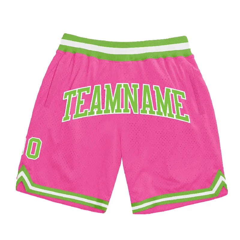 One Size Pink Neon Green-White Authentic Throwback Basketball Shorts