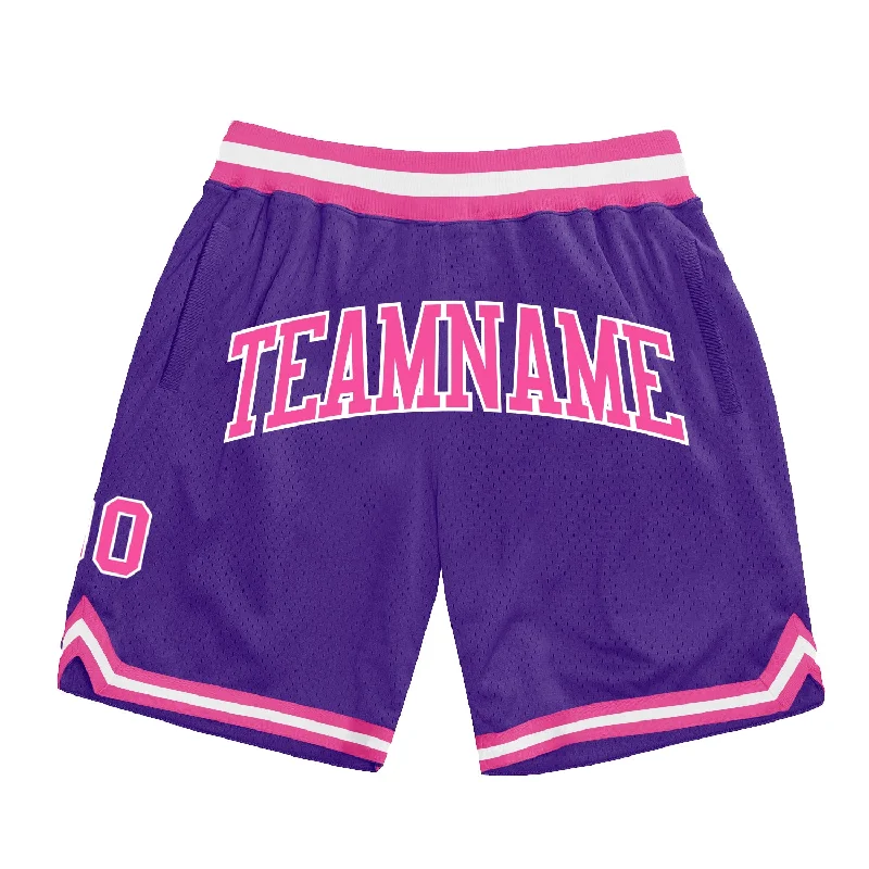 One Size Purple Pink-White Authentic Throwback Basketball Shorts