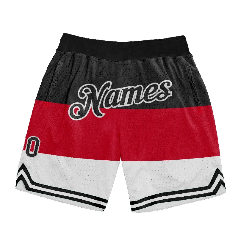 One Size Red Black-White 3D Pattern Design Multicolor Authentic Basketball Shorts