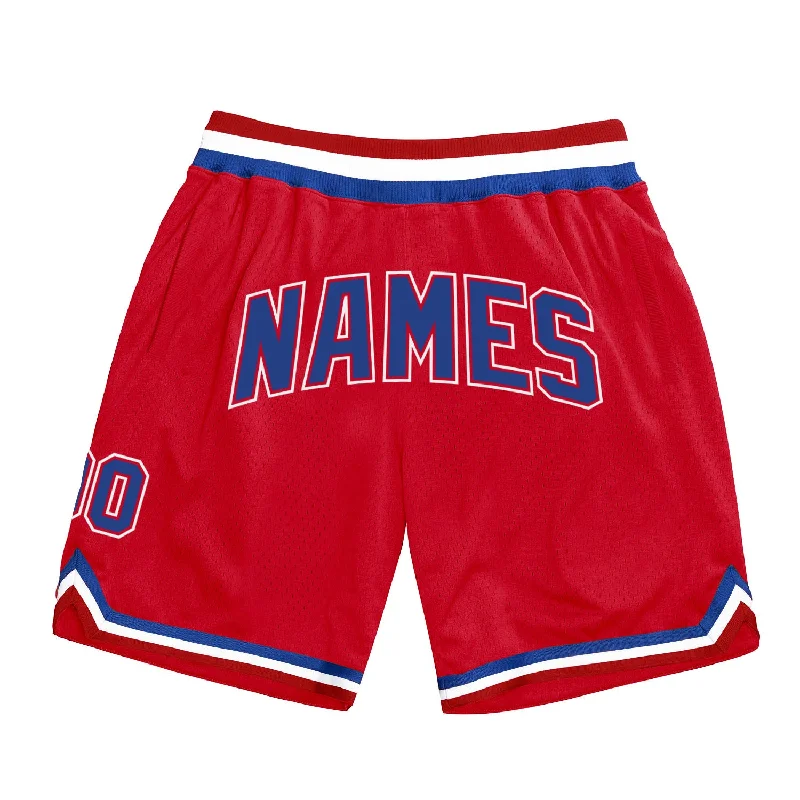 One Size Red Royal-White Authentic Throwback Basketball Shorts