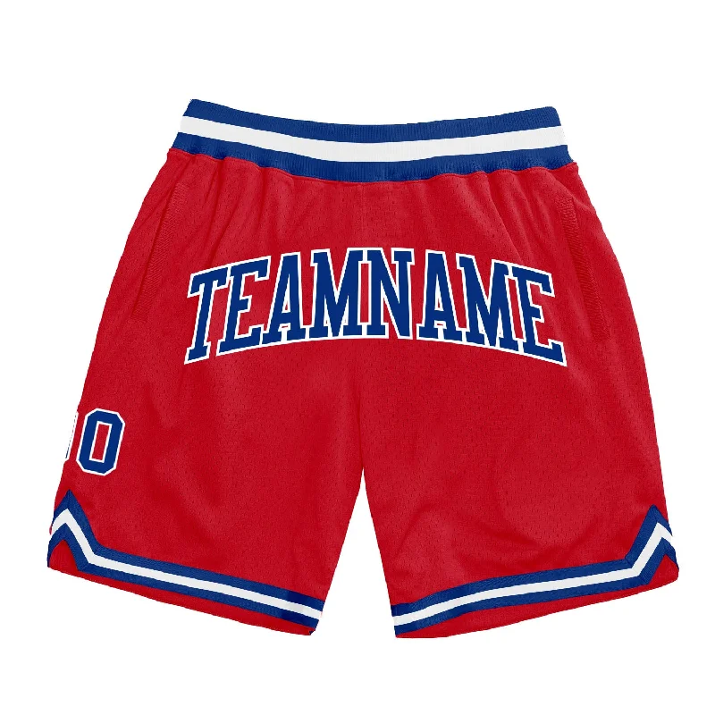 One Size Red Royal-White Authentic Throwback Basketball Shorts