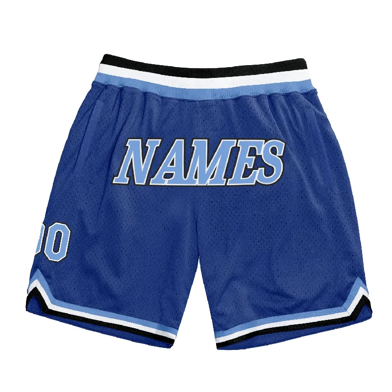 One Size Royal Light Blue-White Authentic Throwback Basketball Shorts