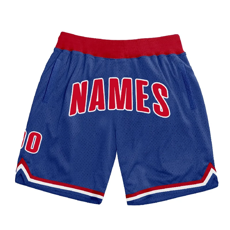 One Size Royal Red-White Authentic Throwback Basketball Shorts