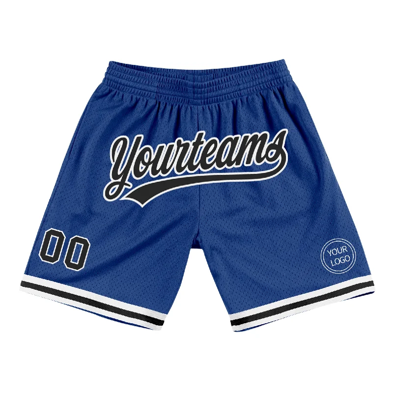 One Size Royal Black-White Authentic Throwback Basketball Shorts