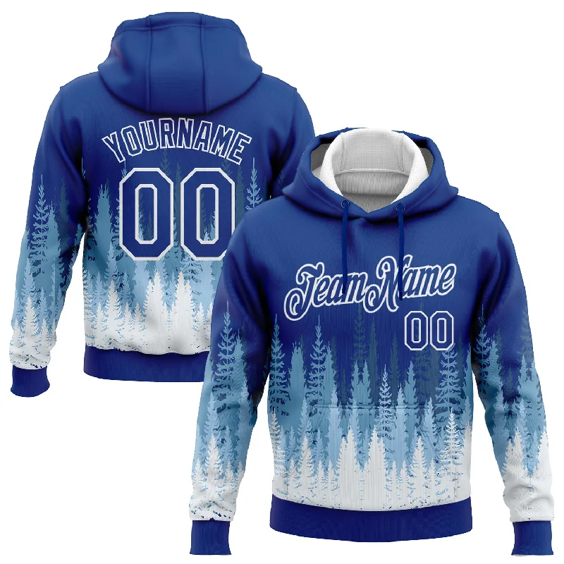 One Size Stitched Royal White Christmas Tree 3D Sports Pullover Sweatshirt Hoodie