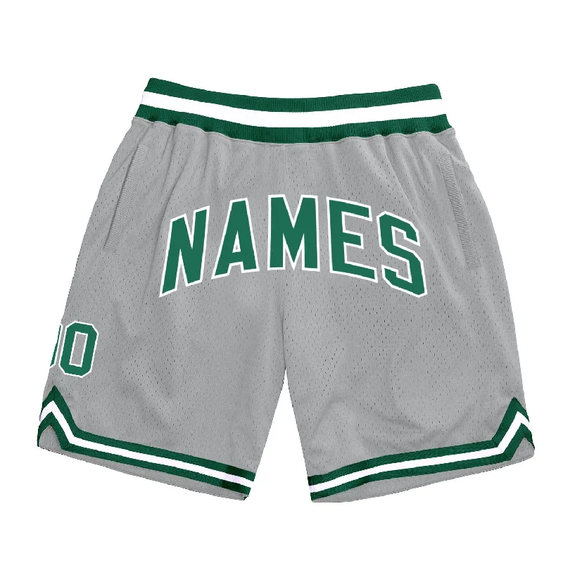 One Size Gray Kelly Green-White Authentic Throwback Basketball Shorts