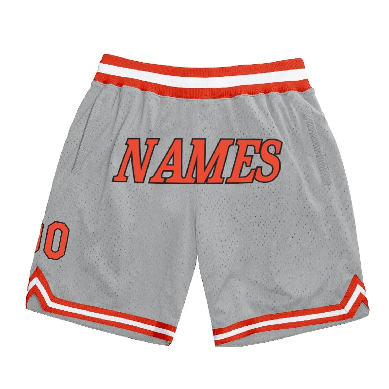 One Size Gray Orange-White Authentic Throwback Basketball Shorts