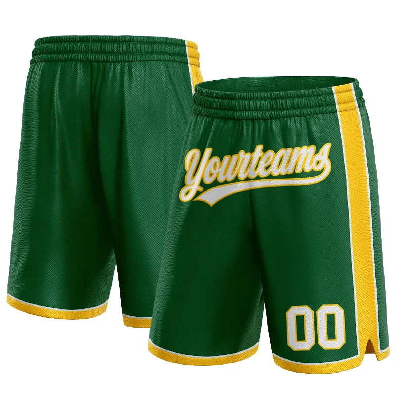 One Size Kelly Green White-Yellow Authentic Basketball Shorts