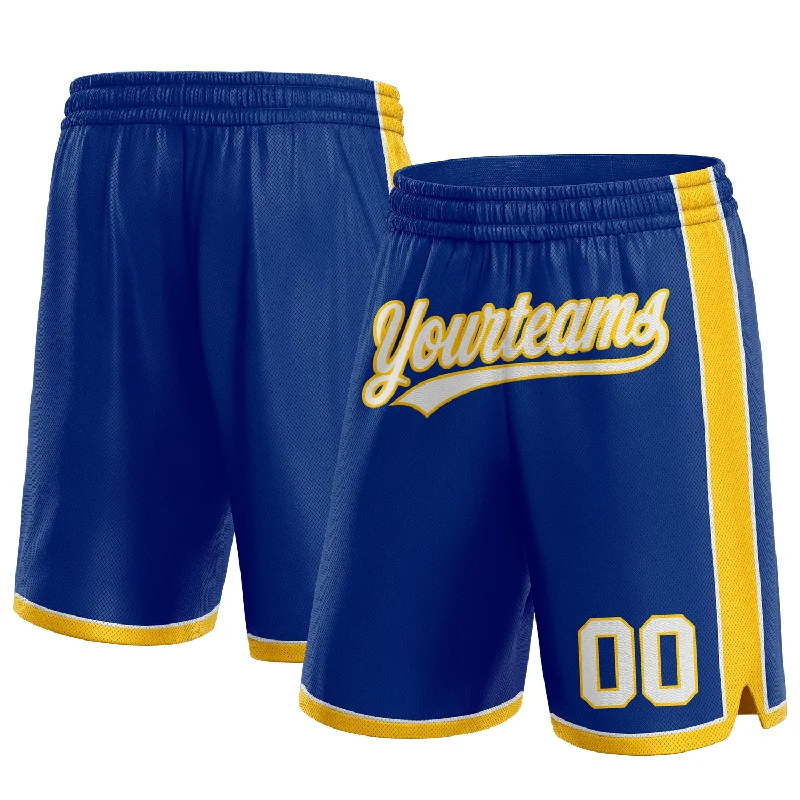 One Size Royal White-Yellow Authentic Basketball Shorts