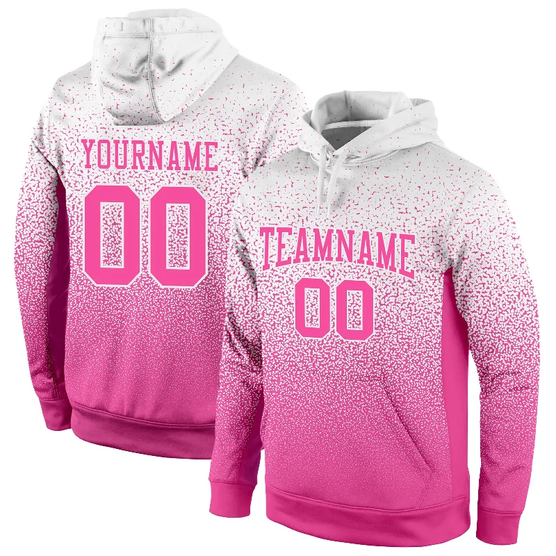 One Size Stitched White Pink Fade Fashion Sports Pullover Sweatshirt Hoodie