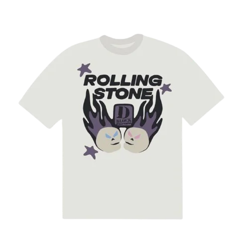 D Block Europe x Broken Planet Market Rolling Stone T-Shirt - Snow White