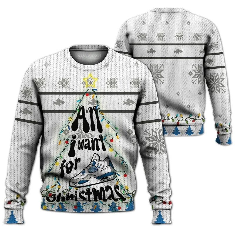 Industrial Blue 4s NastyJamz Ugly Sweater Match Xmas All I Want All-Over Print