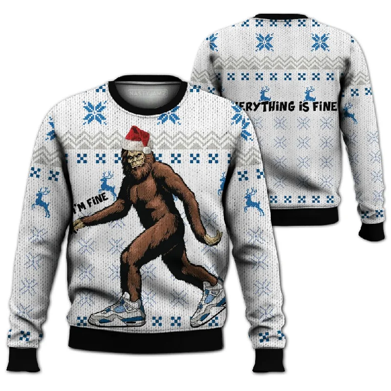 Industrial Blue 4s NastyJamz Ugly Sweater Match Xmas Im Fine All-Over Print