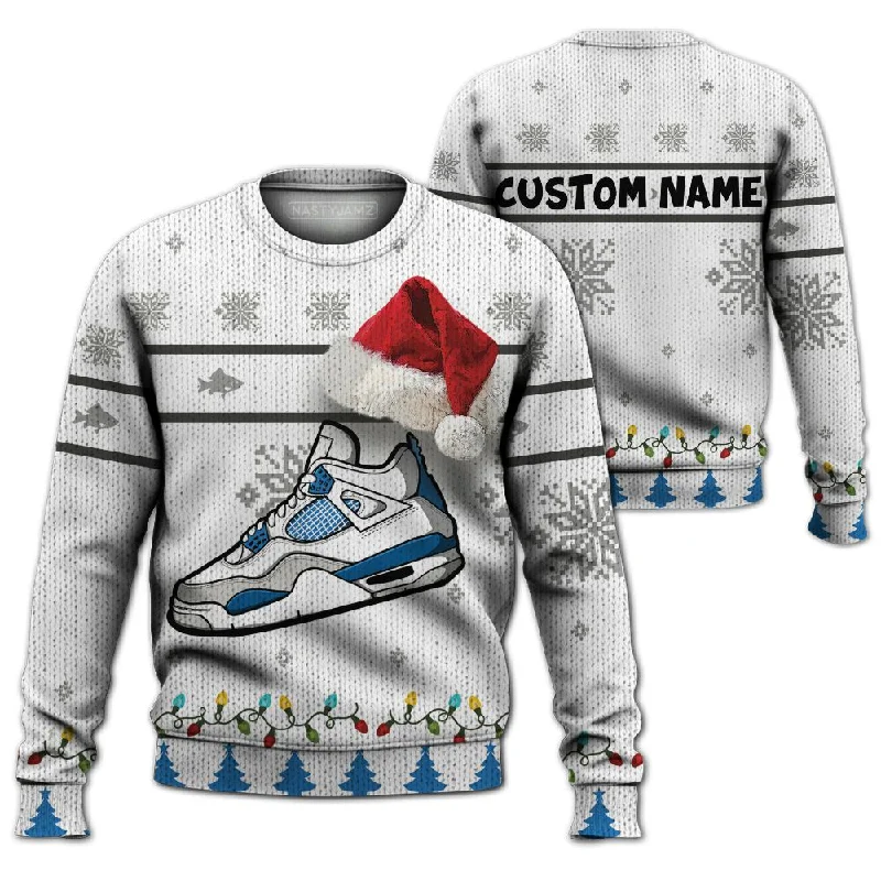 Industrial Blue 4s NastyJamz Ugly Sweater Match Xmas Sneaker All-Over Print