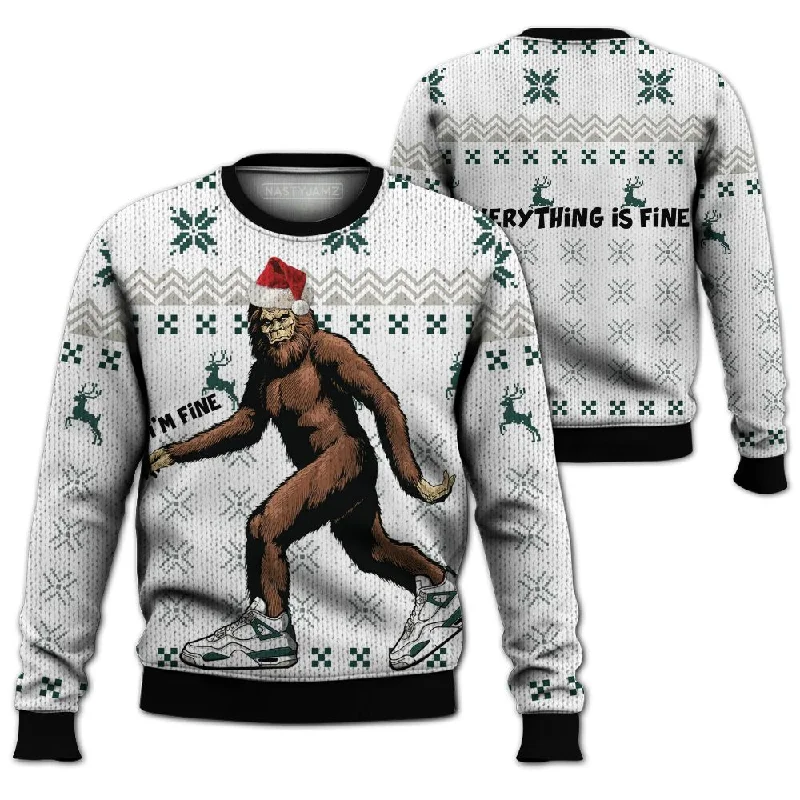 Oxidized Green 4s NastyJamz Ugly Sweater Match Xmas Im Fine All-Over Print