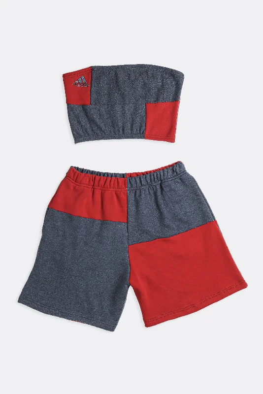 Rework Adidas Patchwork Sweatshorts Set - M