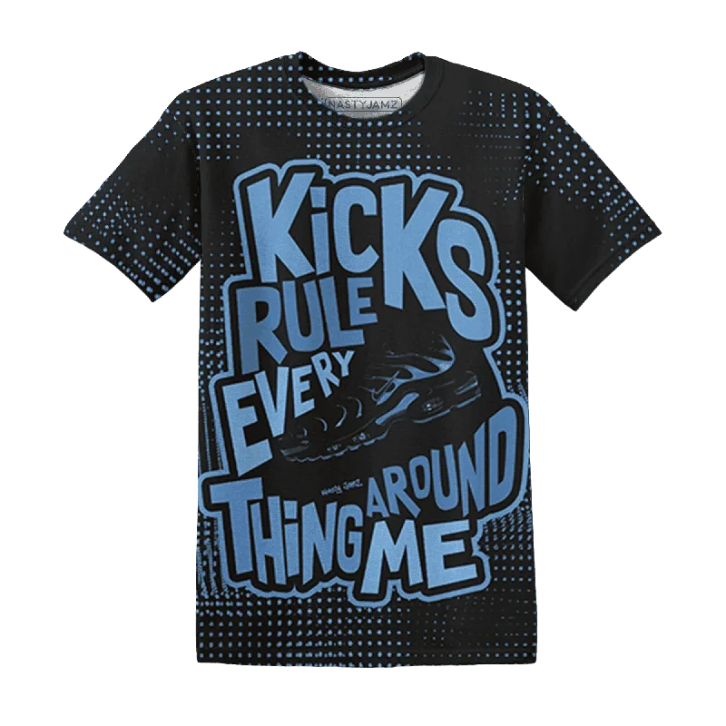 NastyJamz AM Plus Black Univercitii Blue T-Shirt Match Kicks Rule All-Over Print