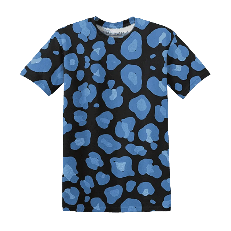 NastyJamz AM Plus Black Univercitii Blue T-Shirt Match Leopard Pattern All-Over Print