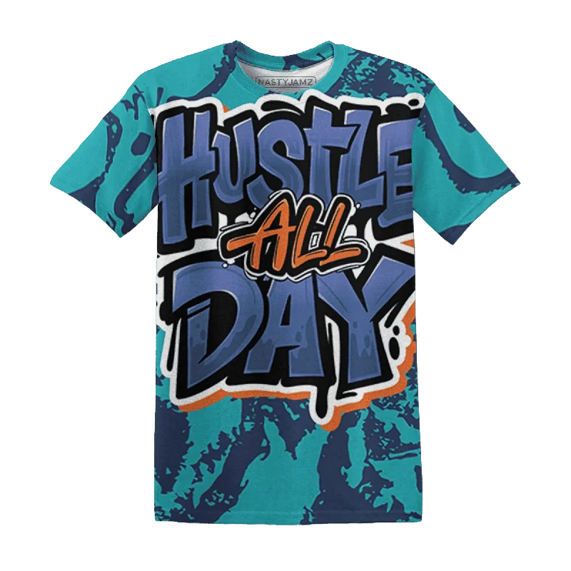 NastyJamz AM Plus Drift Midnight Navy Total Orange Dusty Cactus T-Shirt Match Hustle All Day All-Over Print