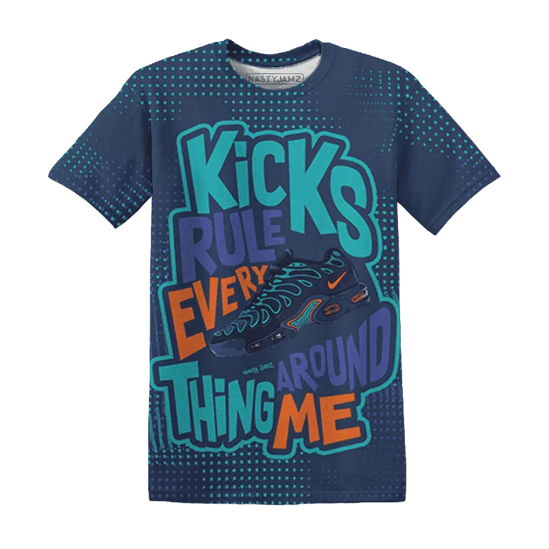 NastyJamz AM Plus Drift Midnight Navy Total Orange Dusty Cactus T-Shirt Match Kicks Rule All-Over Print