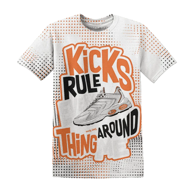 NastyJamz AM TW White Orange T-Shirt Match Kicks Rule All-Over Print