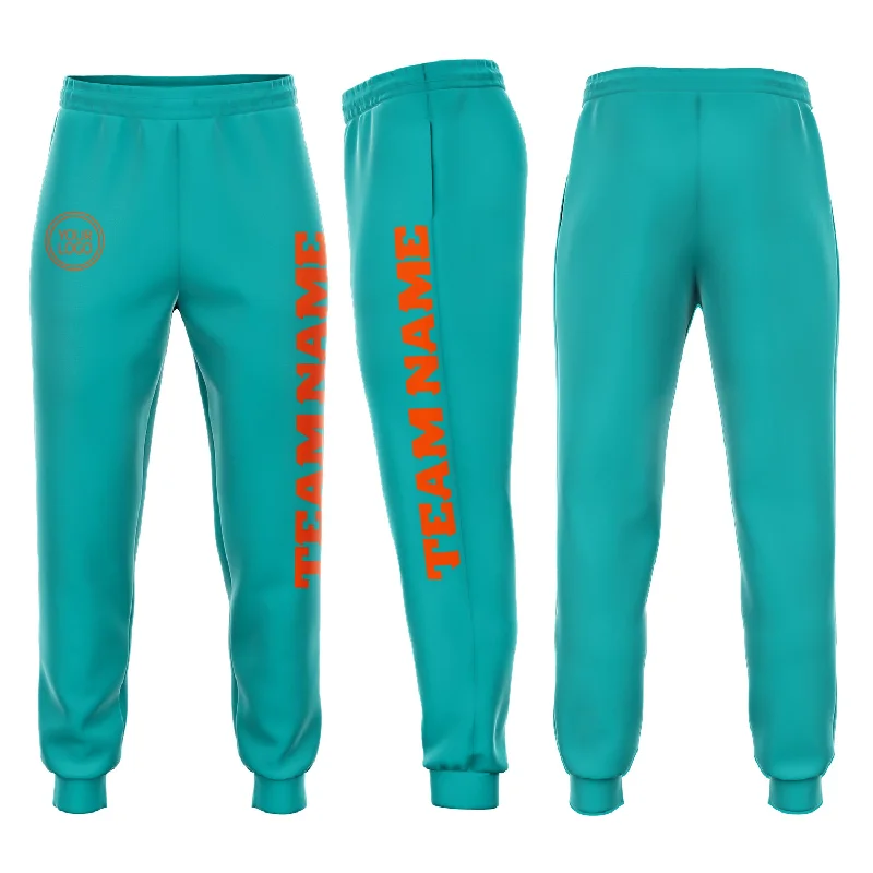 One Size Aqua Orange Fleece Jogger Sweatpants