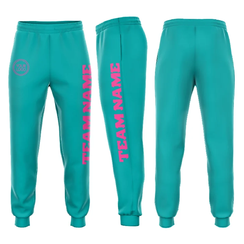 One Size Aqua Pink Fleece Jogger Sweatpants